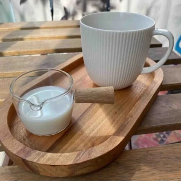 Glass Milk Jug with Bamboo Handle